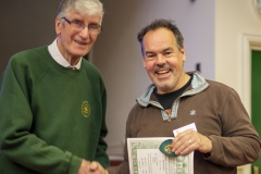 WBKA President Alan Stonell presents the Basic Certificate in Beekeeping to  Paul Hughes (Kennet BKA)  at the Wiltshire Bee & Honey Day 2019