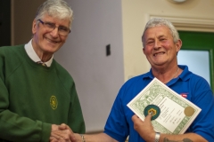 WBKA President Alan Stonell presents the Basic Certificate in Beekeeping to a beekeeper at the Wiltshire Bee & Honey Day 2019